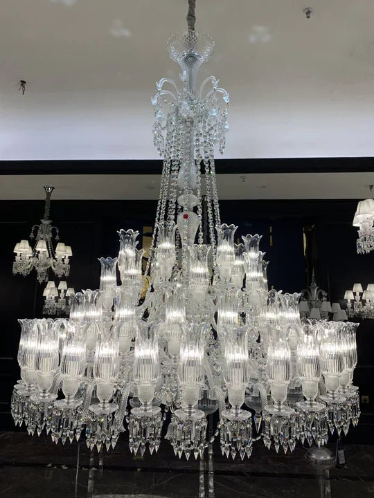 Multi Layer Chrome Crystal Chandelier in French Style with Romantic Branch Flowers for Grand Hallway and Staircase