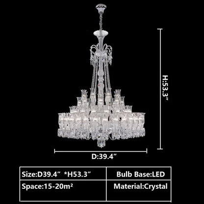 Multi Layer Chrome Crystal Chandelier in French Style with Romantic Branch Flowers for Grand Hallway and Staircase