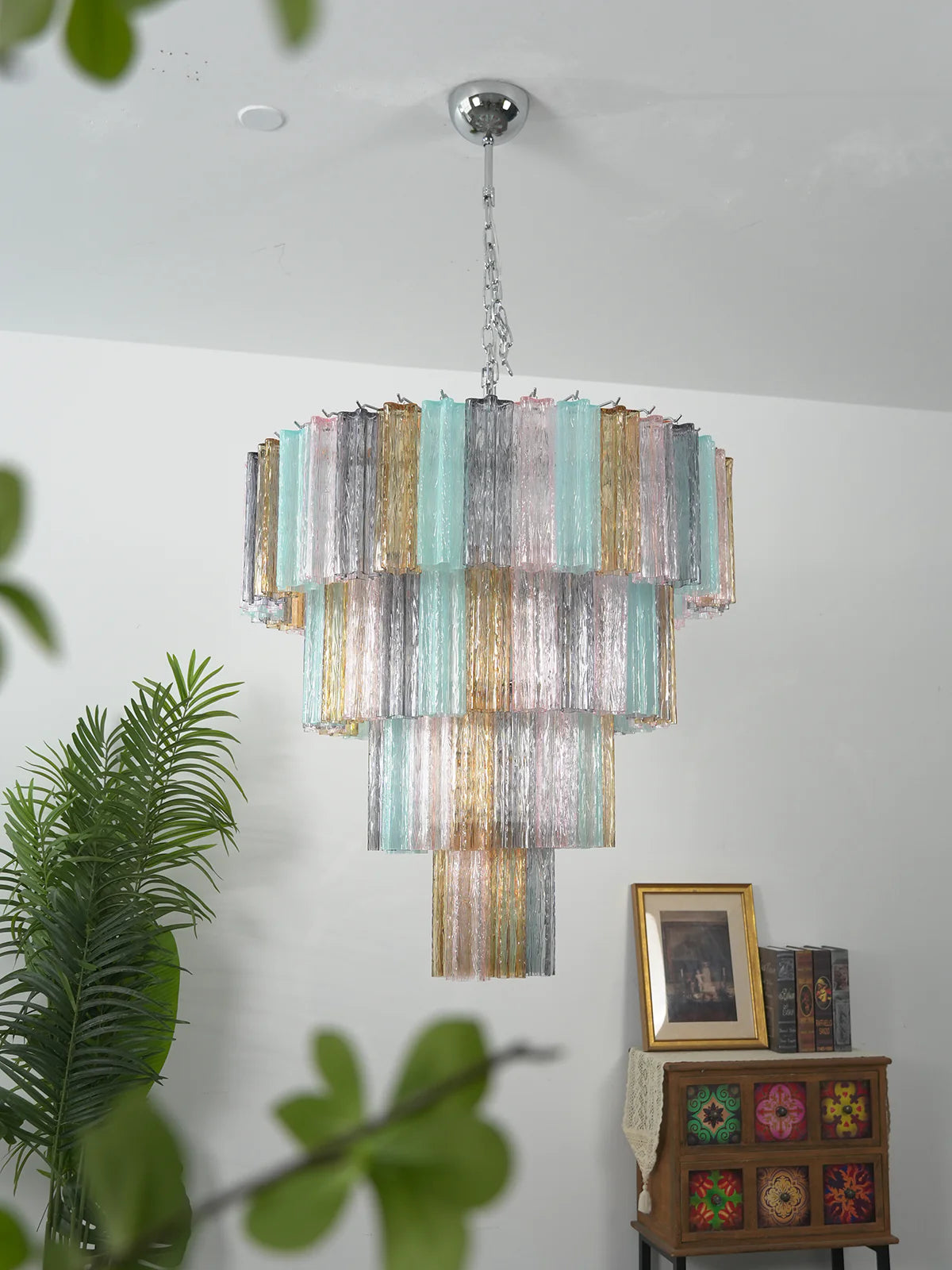 Multi Layered Stained Glass Chandelier