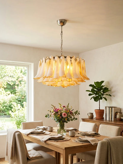 Murano Caramel Glass Petal Chandelier