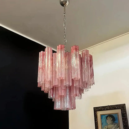 Murano Chandelier – 48 tubes – Alabaster Pink