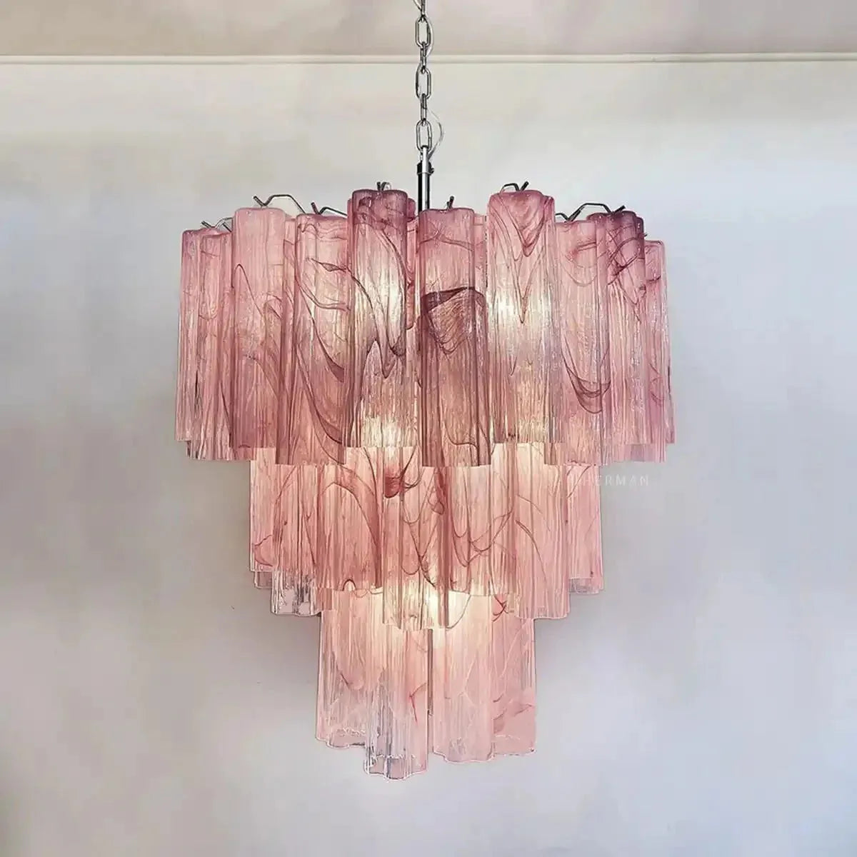 Murano Chandelier – 48 tubes – Alabaster Pink
