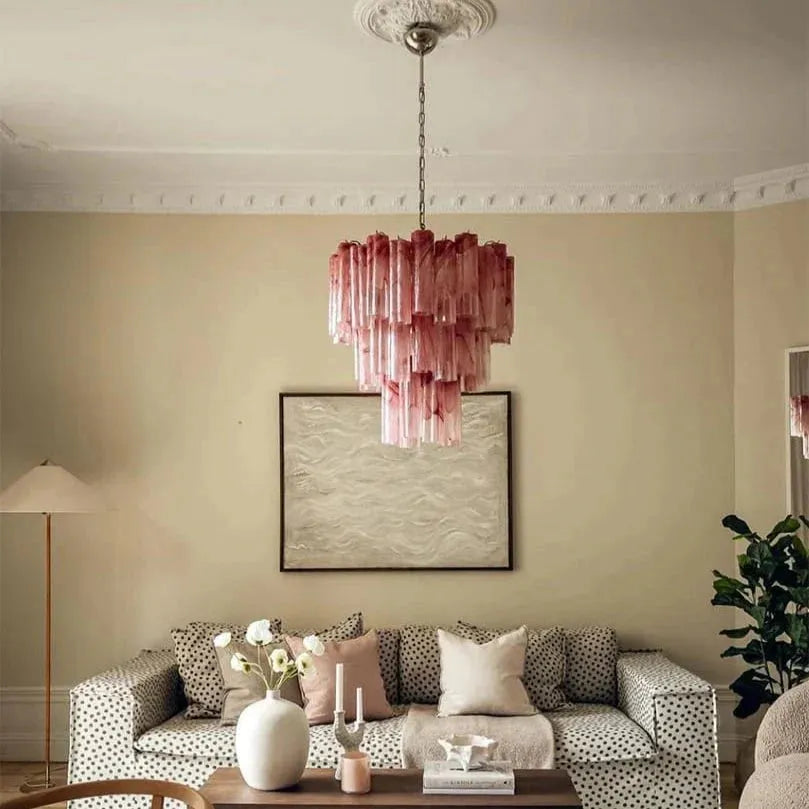 Murano Chandelier – 48 tubes – Alabaster Pink