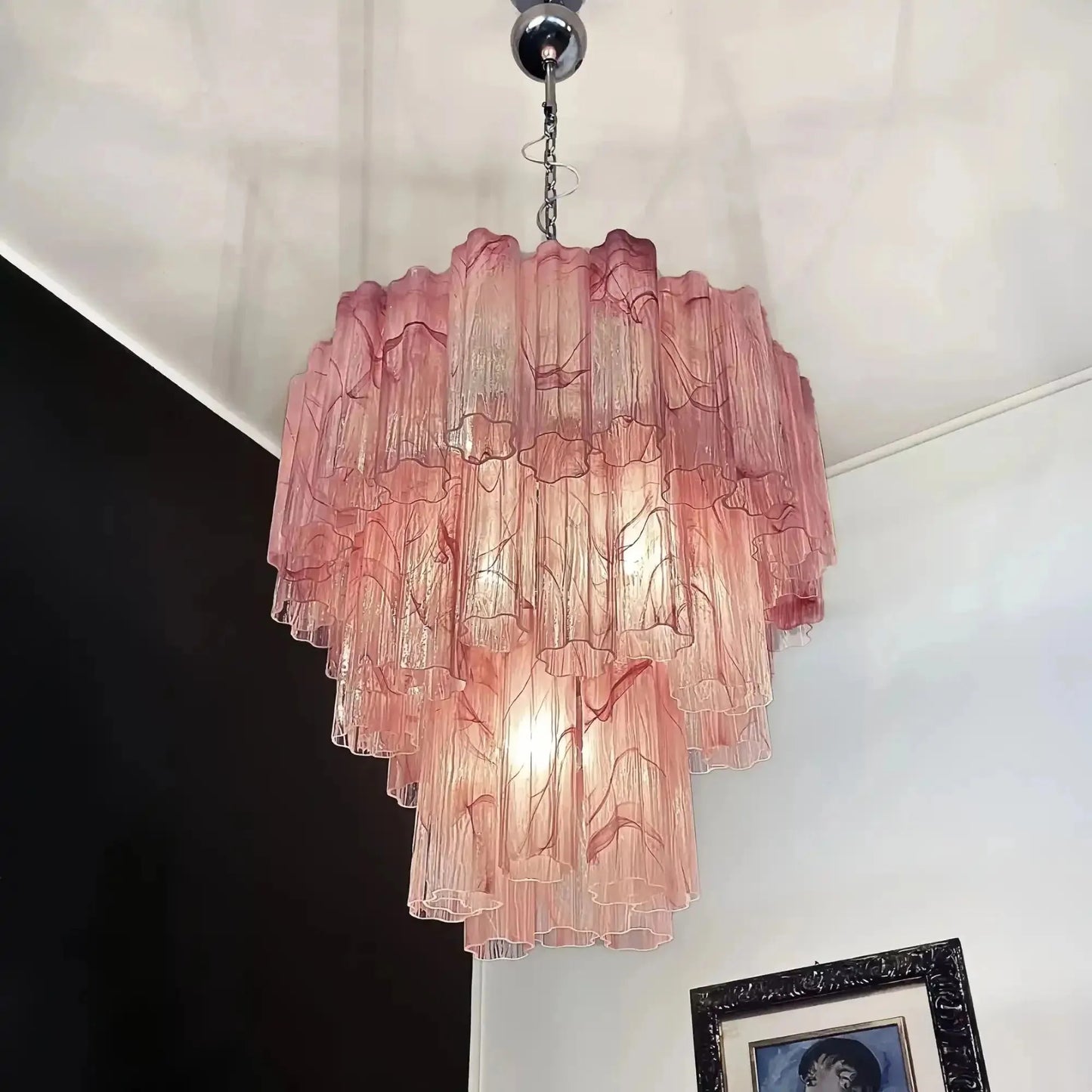 Murano Chandelier – 48 tubes – Alabaster Pink