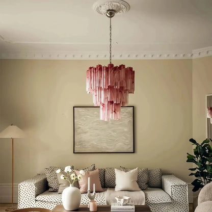 Murano Chandelier – 48 tubes – Alabaster Pink