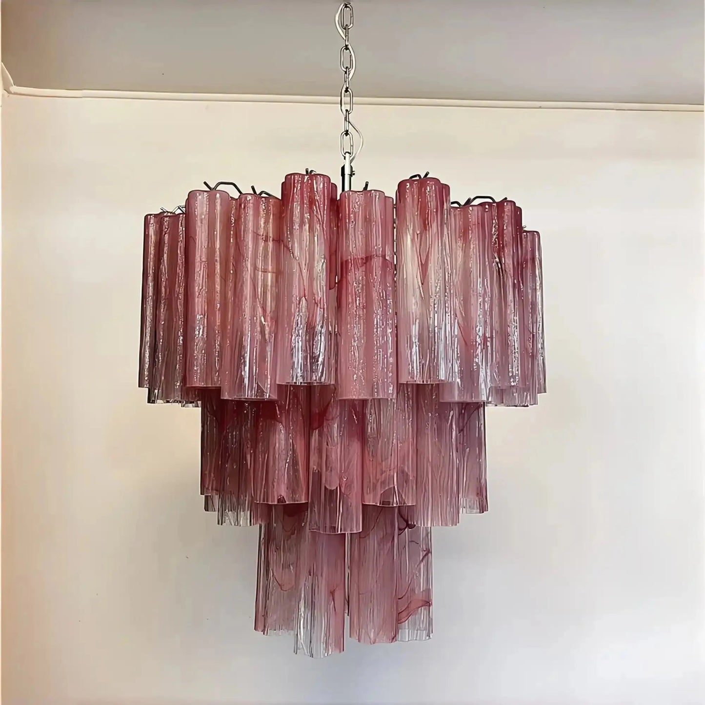 Murano Chandelier – 48 tubes – Alabaster Pink