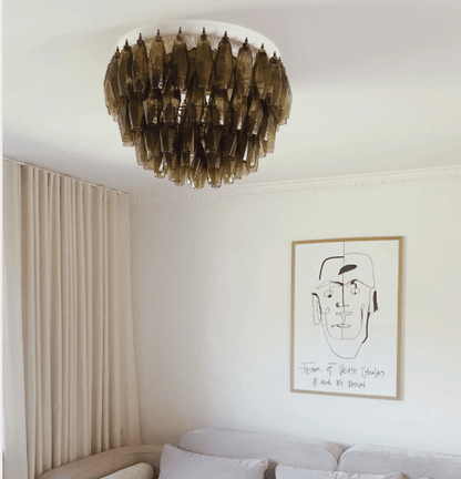 Murano Chandelier – Poliedri – 84 glasses – Dark smoked