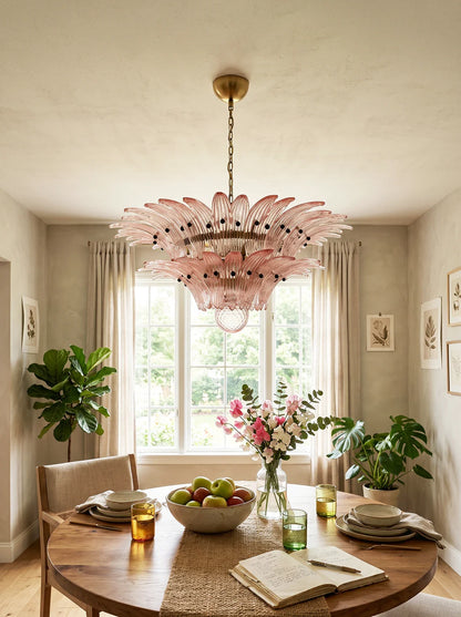 Murano Palmette Pink Chandelier