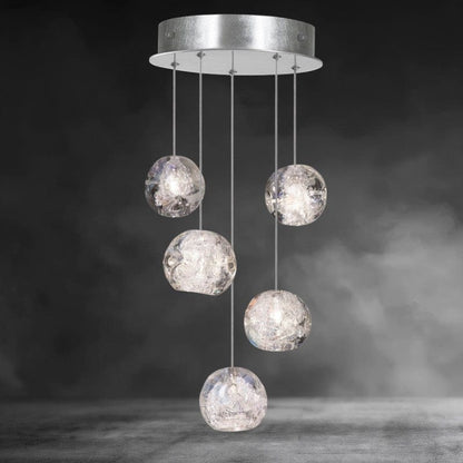 Nature inspired round crystal Chandelier