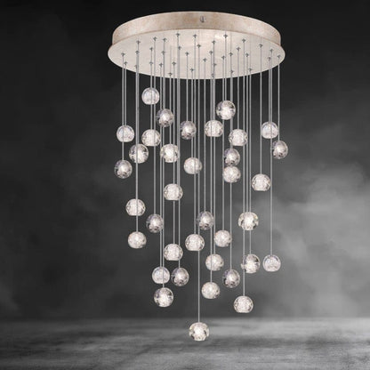 Nature inspired round crystal Chandelier