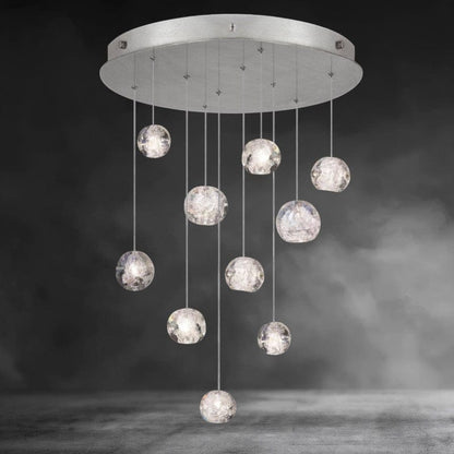 Nature inspired round crystal Chandelier