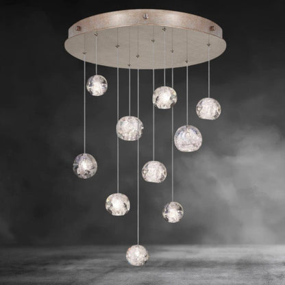 Nature inspired round crystal Chandelier