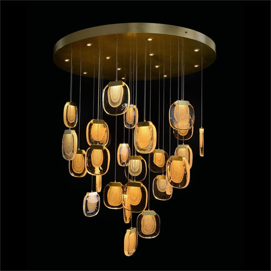 Naturrix Layered Glass 39 Light Drop Chandelier