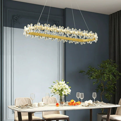New Style Flower Crystal Chandelier For Living Room Petal Ring Pendant Lighting Fixture for Girls Bedroom