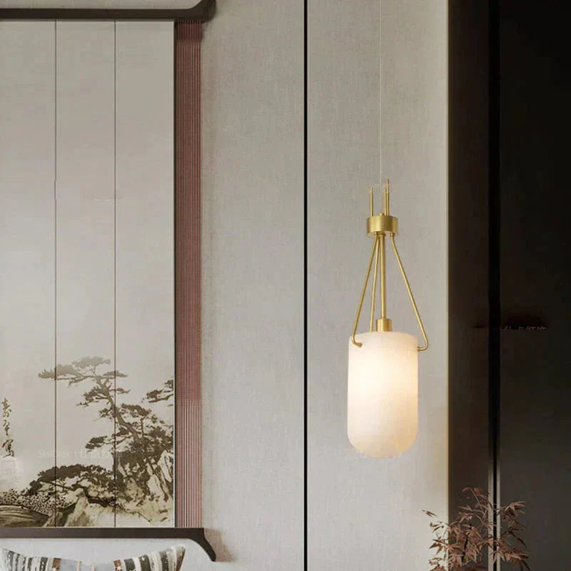 Nina Modern Alabaster  Pendant Light, Alabaster Pendant Lamp Besides Bed