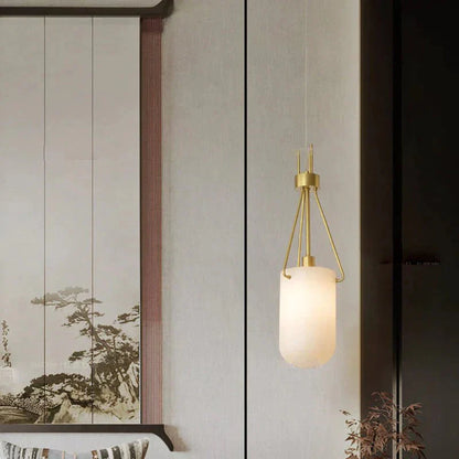 Nina Modern Alabaster  Pendant Light, Alabaster Pendant Lamp Besides Bed