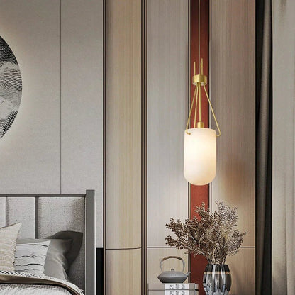 Nina Modern Alabaster  Pendant Light, Alabaster Pendant Lamp Besides Bed