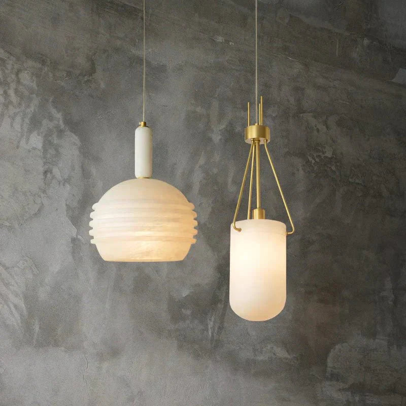 Nina Modern Alabaster  Pendant Light, Alabaster Pendant Lamp Besides Bed