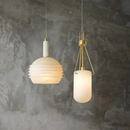Nina Modern Alabaster  Pendant Light, Alabaster Pendant Lamp Besides Bed