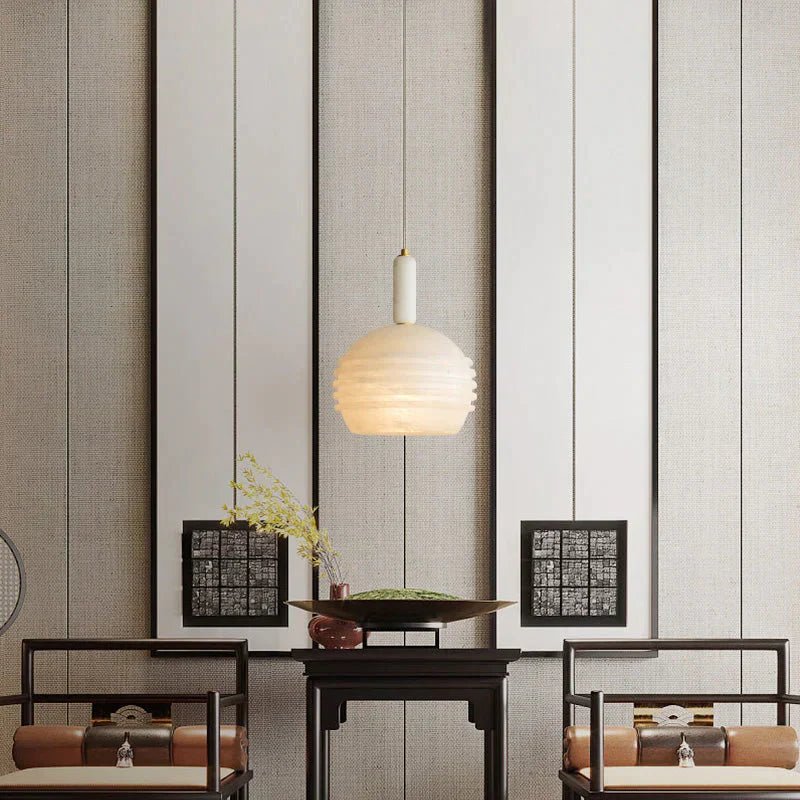 Nina Modern Alabaster  Pendant Light, Alabaster Pendant Lamp Besides Bed