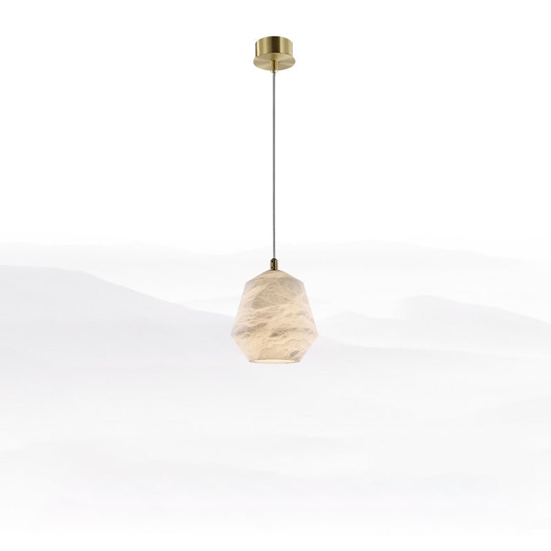 Nordic Alabaster and Brass Minimalist Pendant Light
