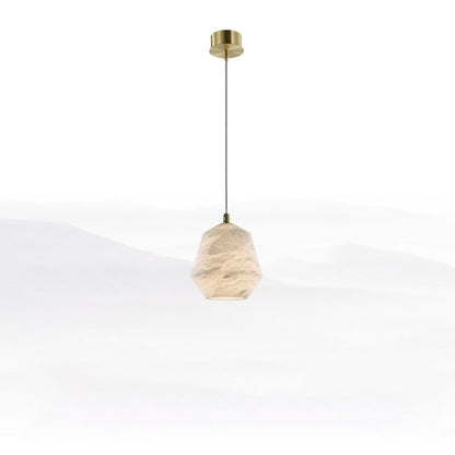 Nordic Alabaster and Brass Minimalist Pendant Light