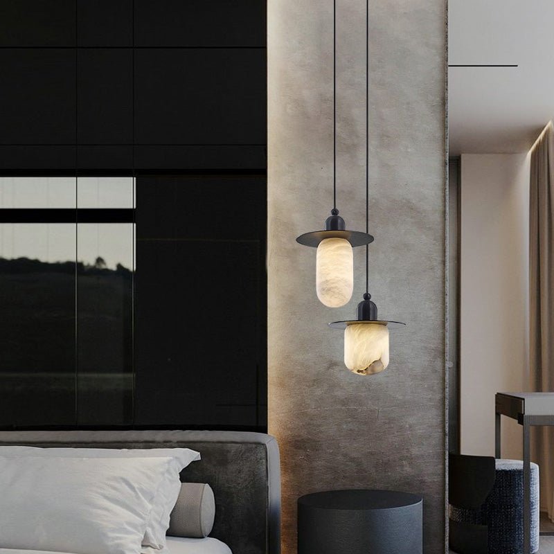 Nordic Alabaster and Brass Minimalist Pendant Light