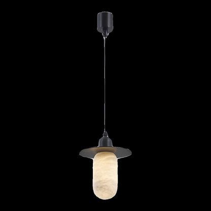 Nordic Alabaster and Brass Minimalist Pendant Light