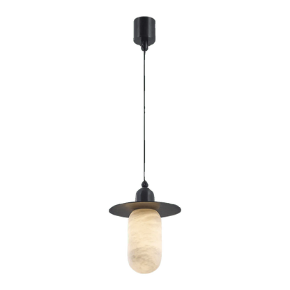 Nordic Alabaster and Brass Minimalist Pendant Light