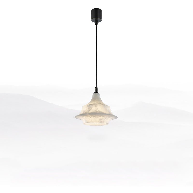 Nordic Alabaster and Brass Minimalist Pendant Light