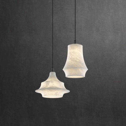 Nordic Alabaster and Brass Minimalist Pendant Light