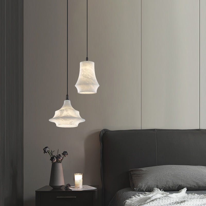 Nordic Alabaster and Brass Minimalist Pendant Light