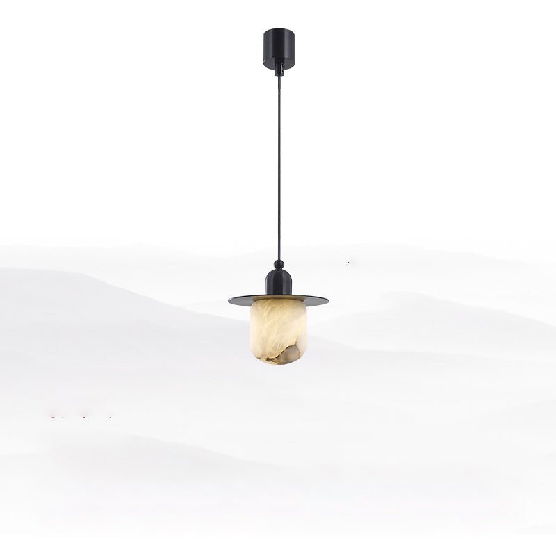 Nordic Alabaster and Brass Minimalist Pendant Light