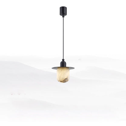 Nordic Alabaster and Brass Minimalist Pendant Light