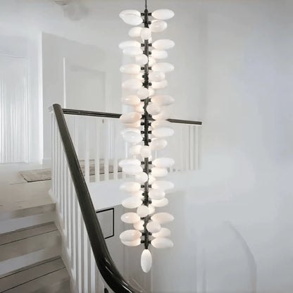 Nordic Art Long Magnolia alba Glass Ceiling Chandelier for Staircase/Hallway/Entryway Light Fixture