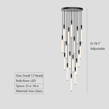 Nordic Fashion Minimalist Black Straight Pendant Chandelier for Bedside/Staircase/Loft/Duplex