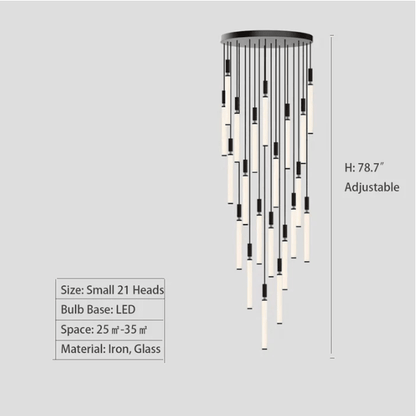 Nordic Fashion Minimalist Black Straight Pendant Chandelier for Bedside/Staircase/Loft/Duplex