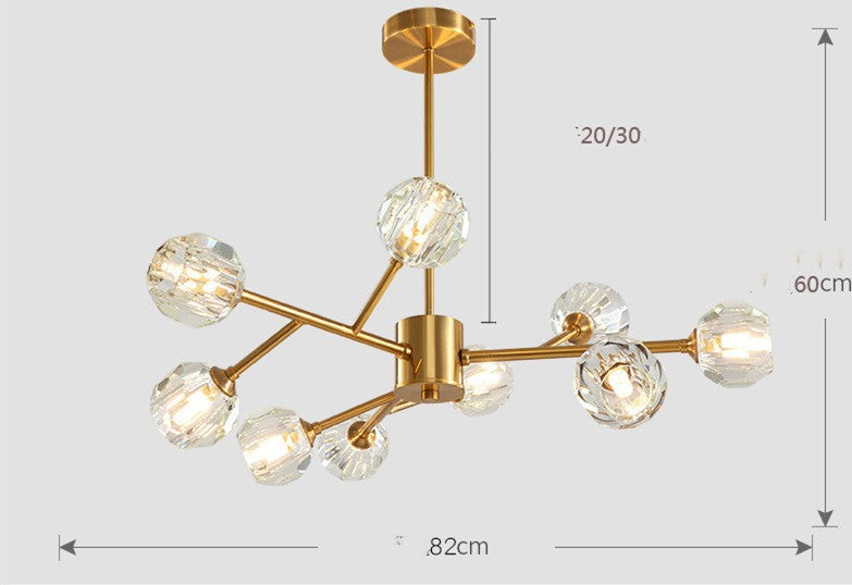 Nordic Luxury All-Copper Crystal LED Chandelier