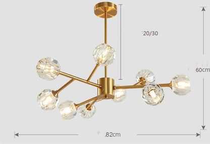 Nordic Luxury All-Copper Crystal LED Chandelier