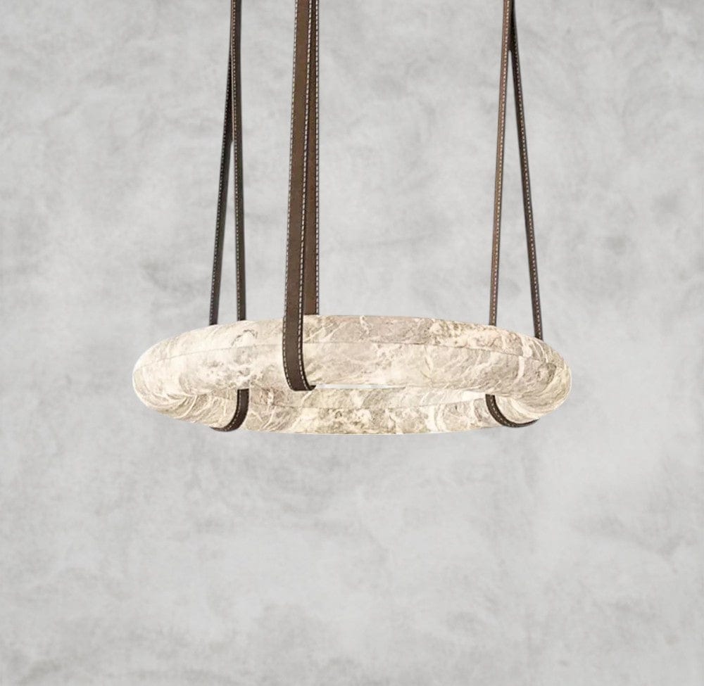Ogden Pendant Alabaster Chandelier, Halo Ring Modern Chandelier 11.8", 19.7", 23.6", 31.5", 39.4", 50"