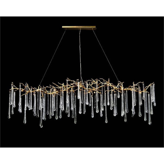 Ombrhic Glass Teardrop Fourteen-Light Horizontal Chandelier