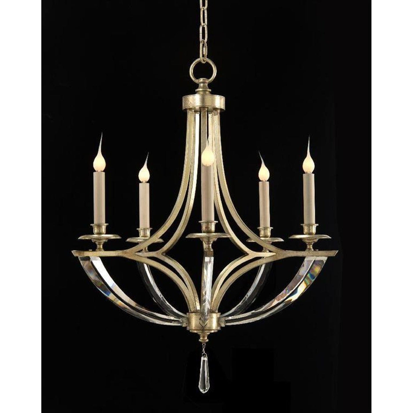 Oval crystal candlestick five-light chandelier24"