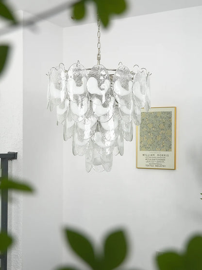 Oval Transparent Glass U Shape White Chandelier