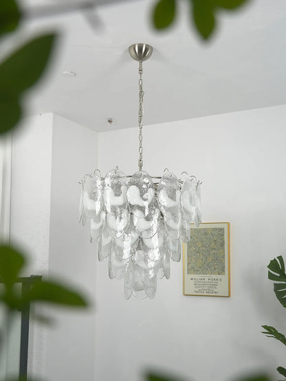 Oval Transparent Glass U Shape White Chandelier