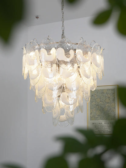 Oval Transparent Glass U Shape White Chandelier
