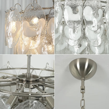 Oval Transparent Glass U Shape White Chandelier
