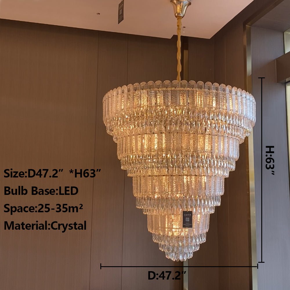 Oversized Multi-layers Luxury Gold Crystal Chandelier For Large Foyer/Hallway/Entryway
