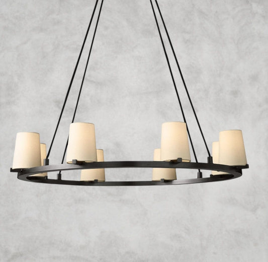 Pauillaac Fabric Shade Round Chandelier 36" 48" 60"