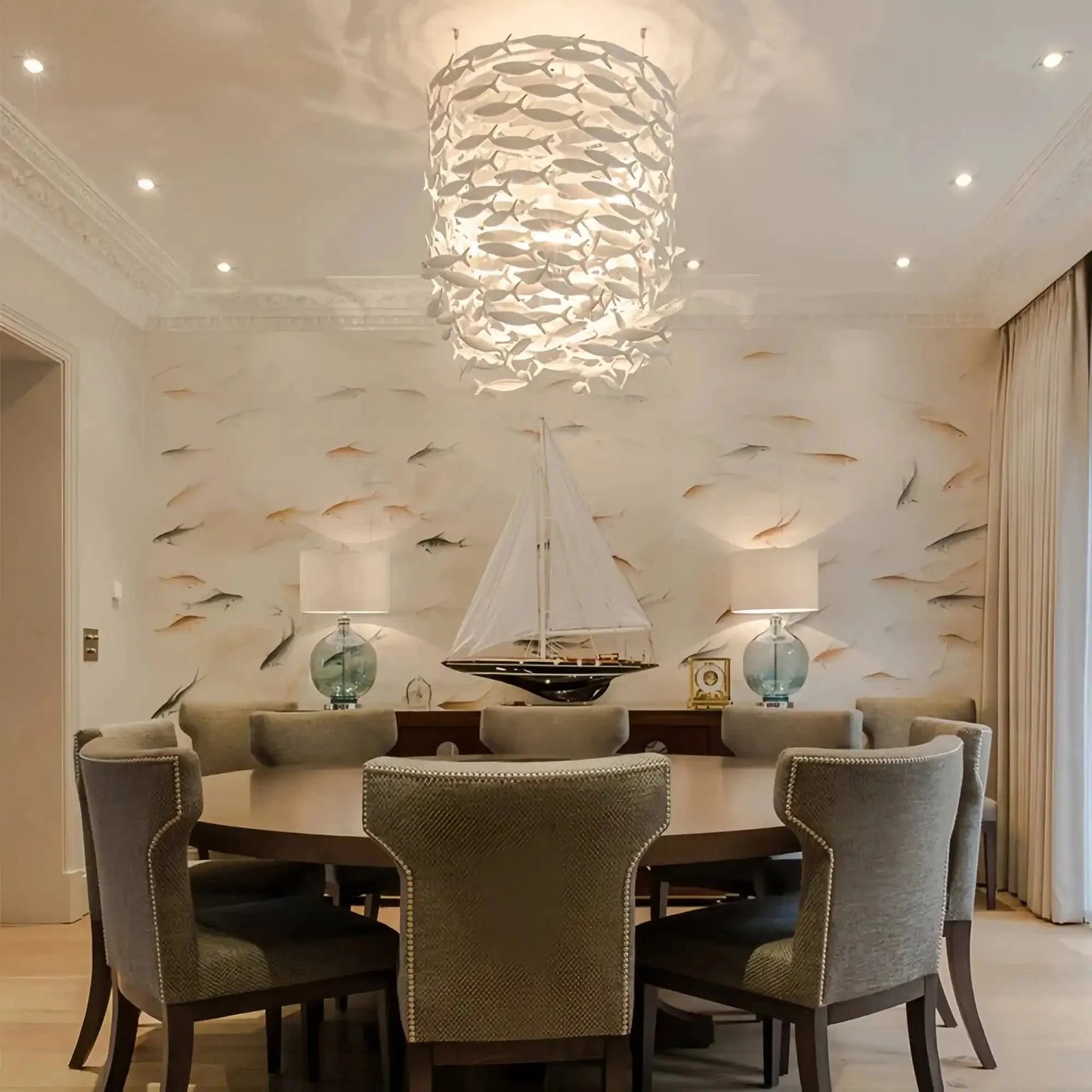 Porcelain Fish Shaped Dining Table Chandelier