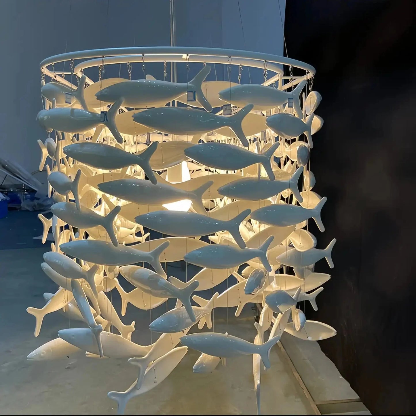 Porcelain Fish Shaped Dining Table Chandelier